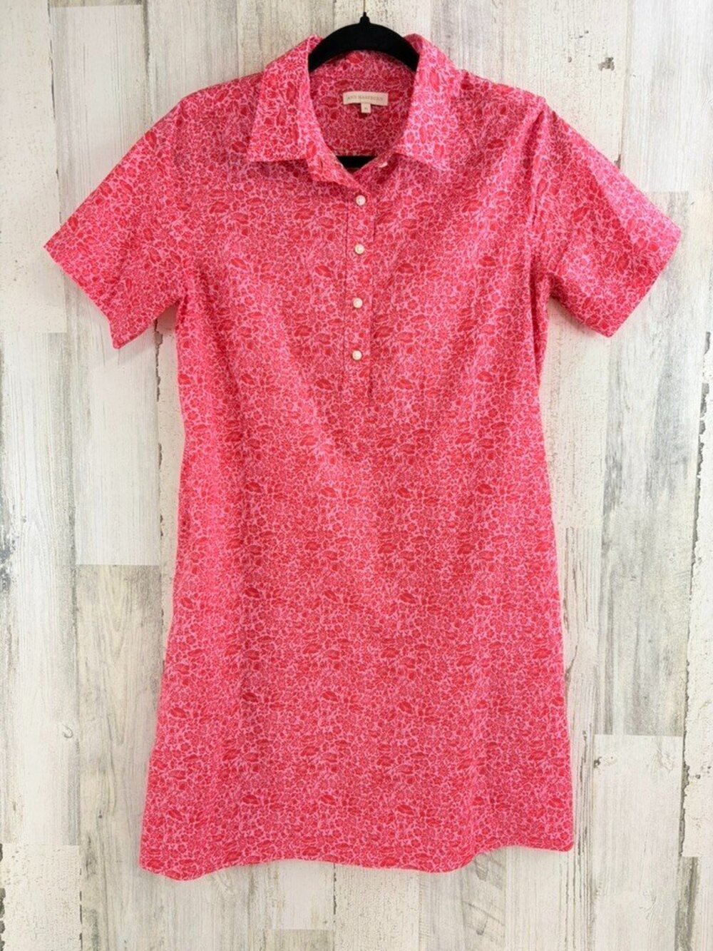 Ann Mashburn Sz M Liberty London Poppy Day Floral Popover Shirt Dress